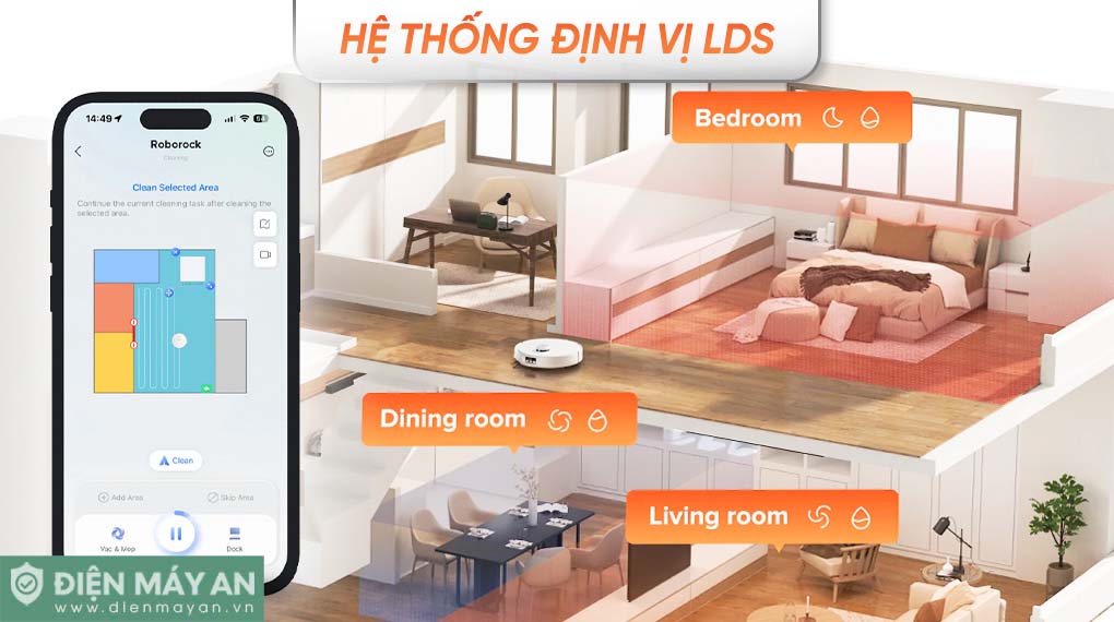 Robot hút bụi lau nhà Roborock Q Revo 5AE màu trắng